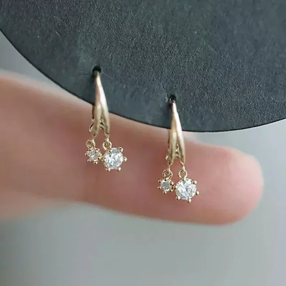 1.5 Ct Round Cut Lab-Created Diamond Dangle Earrings for Women, 14K Yellow Gold Plated Sterling Silver