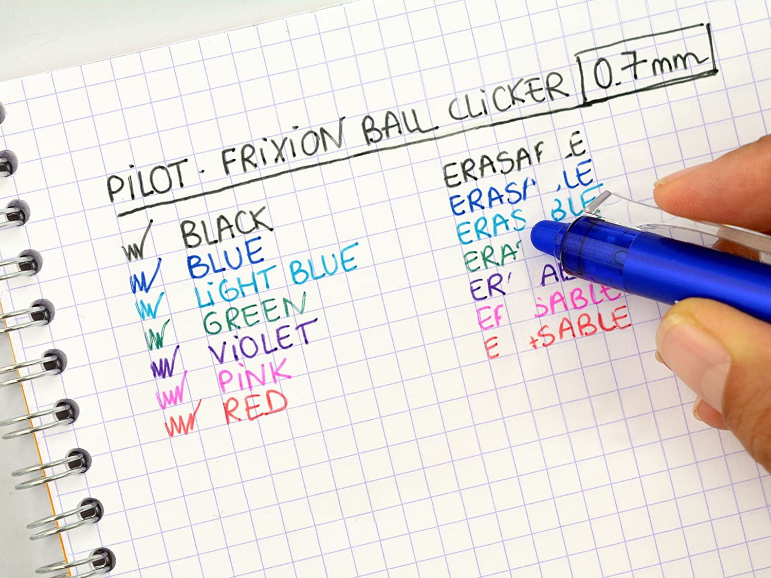 Pilot Frixion Clicker Retractable Erasable Rollerball 0.7 mm Tip - Violet/Pink/Turquoise, Pack of 3 Violet/ Pink/ Turquoise triple