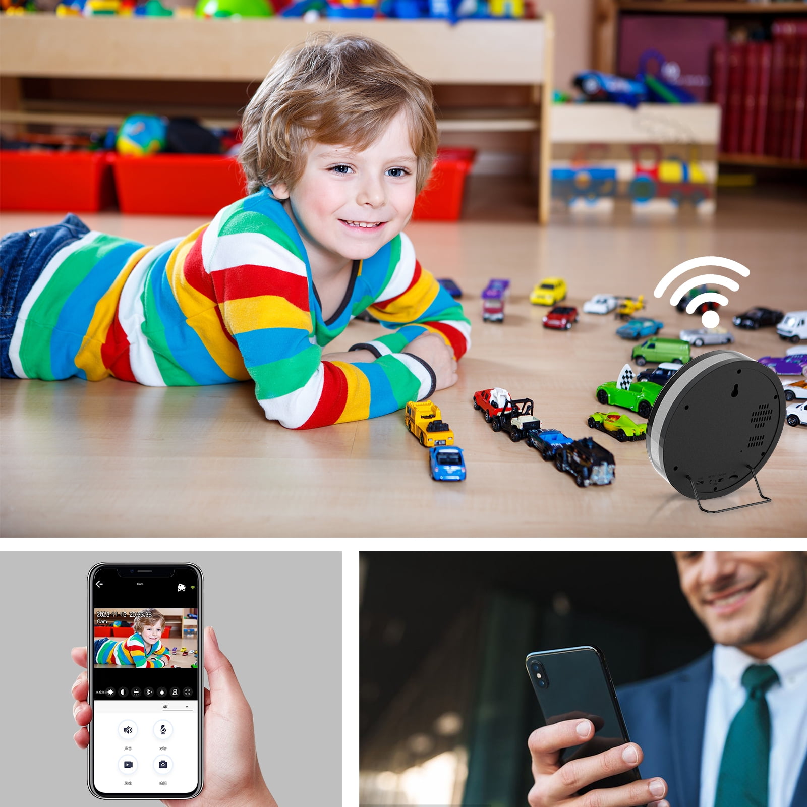 Mini Table Desk Clock Video Camera WIFI Camera Wireless Electronic Clock DV Baby Monitor Remote Monitoring Cam