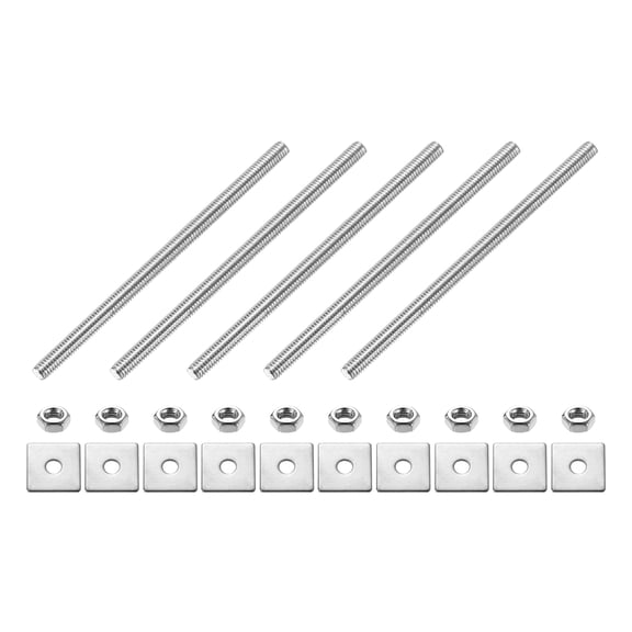 5Pack Fully Threaded Rod, M4 x 80mm 304 Stainless Steel with Nuts Washers