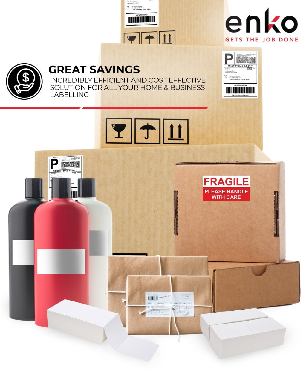 Label & More 4" x 6" Fanfold Direct Thermal Labels Compatible for Rollo Zebra Printer Labels - White Shipping Mailing Postage Labels, Perforated, Permanent Adhesive (2 Stack - 1000 Labels)