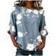thumbnail image 2 of Neewe Womens Classic Tops 3/4 Sleeve Shirts Round Neck Loose Casual Blouses Floral Print Tshirts, 2 of 6