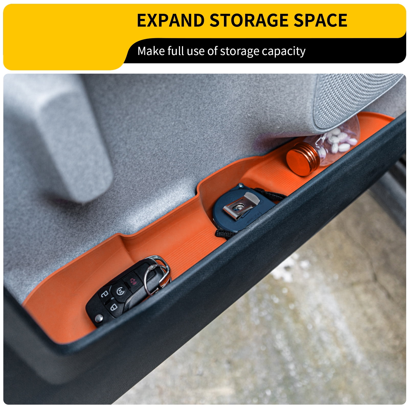 Door Side Storage Tray for 2022-2025 Ford Maverick Side Door Storage Box Car Side Organizer Phone Pocket Silicone Front & Rear 4PCS Maverick Accessories