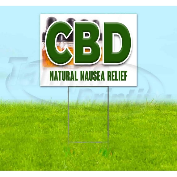 Cbd Natural Nausea Relief (18" x 24") Yard Sign, Includes Metal Step Stake