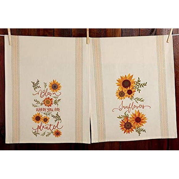 Design Imports DII Set 2 Toallas de Cocina con Estampado de Girasol Soleado - Floración Do Design Imports Design Imports