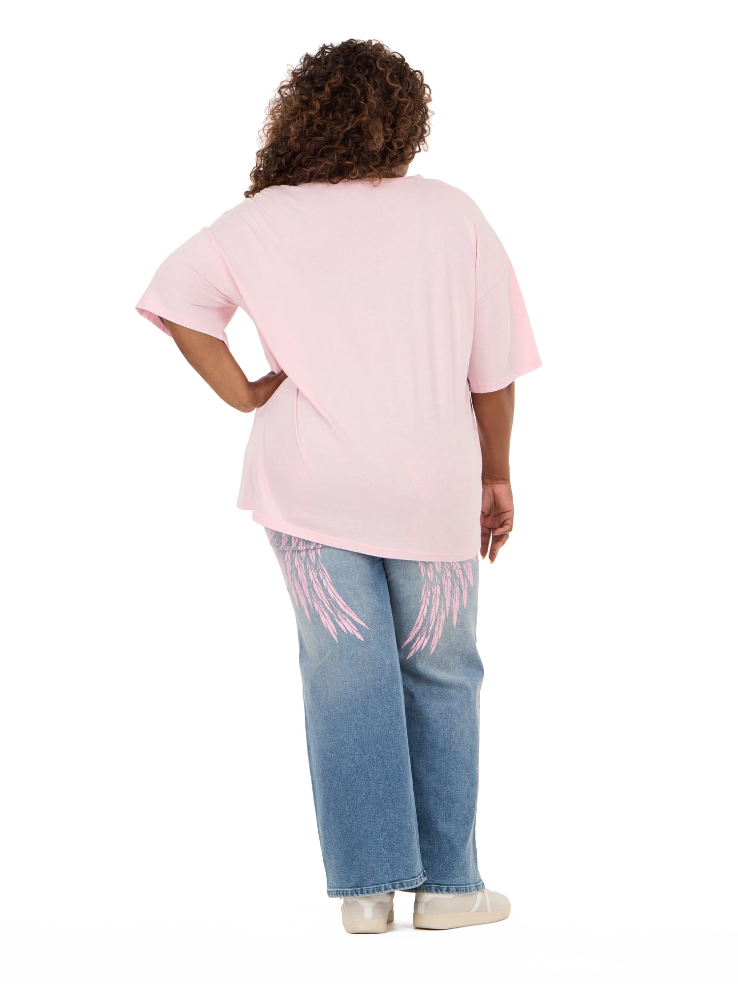Forever 21 Women's Oversized Graphic Tee, Relaxed Fit Short Sleeve T-Shirt, Casual Streetwear Everyday Style Top, Pink, XXS-4X