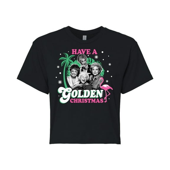 Golden Girls - Have A Golden Christmas - Juniors Cropped Cotton Blend T-Shirt