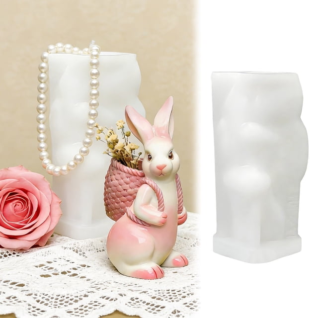 zhangmingg Easter DIY Silicone for Candle Making Little Rabbit Resin Figurine Home Aroma Gypsum Craft Kit