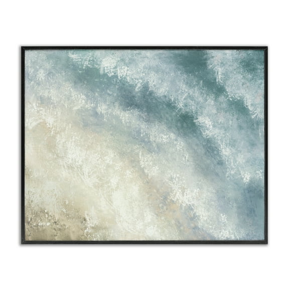 Stupell Industries Aerial Shore Foamy Waves Nautical & Beach Painting Black Framed Art Print Wall Art, 14 x 11