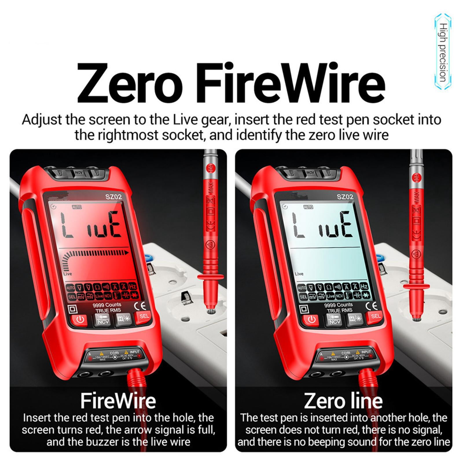 Intelligent Multimeter with Backlit Display Elec Testers Repair Tool