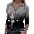 thumbnail image 1 of Blusa de manga larga con cuello en V para mujer con estampado de manga larga a la moda para mujer Pompotops gfhjh22441, 1 of 9