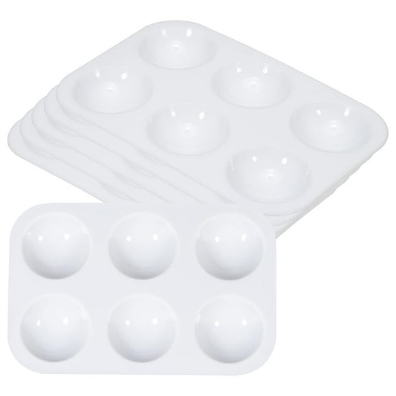Ksopiavobs 6 Wells Paint Tray Palette, 6Pcs Rectangular Plastic Painting Pallet Holder for Art Craft Watercolor Gouache Oil Paint