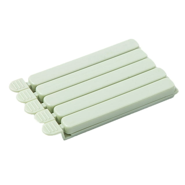QualitChoice 5pcs Bag Clips Reusable Tie Plastic Storage Sealing Fridge Freezer Food Fresh green L 1Set