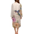 thumbnail image 3 of FKELYI Zippered Nightgowns for Women Ladies Long Sleeve Housecoat with 2 Large Pockets Hummingbird Bohemian Flower Print Comfy Loungewear Fall Winter Nightdress Sleepwear Dress, L, 3 of 6
