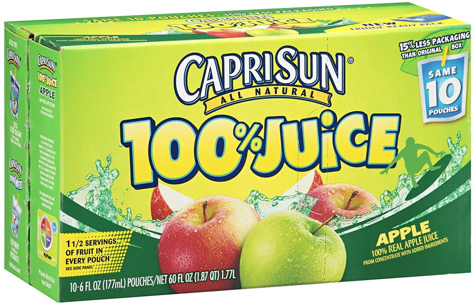 Capri Sun 100% Juice Apple, 10 count x 6 Fl Oz, 60 Fl Oz by Kraft