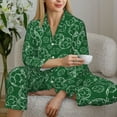 thumbnail image 6 of Pofeuu Soccer Print Womens Pajamas Set Long Sleeve Sleepwear Button Down Nightwear Soft Pj Lounge Sets Button Down Pajamas Women-Large, 6 of 7