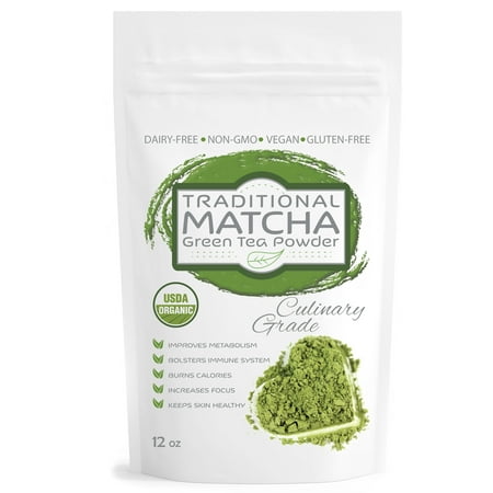 Red Leaf Tea - Pure Matcha Traditional Green Tea Powder, Certified Organic, Culinary Grade, Antioxidants, Non-GMO, Vegan, Gluten and Sugar Free 16oz