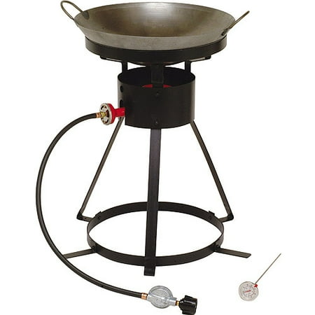 King Kooker 24" Propane Outdoor Cooker with Special Recessed Wok Ring and Steel Wok Package