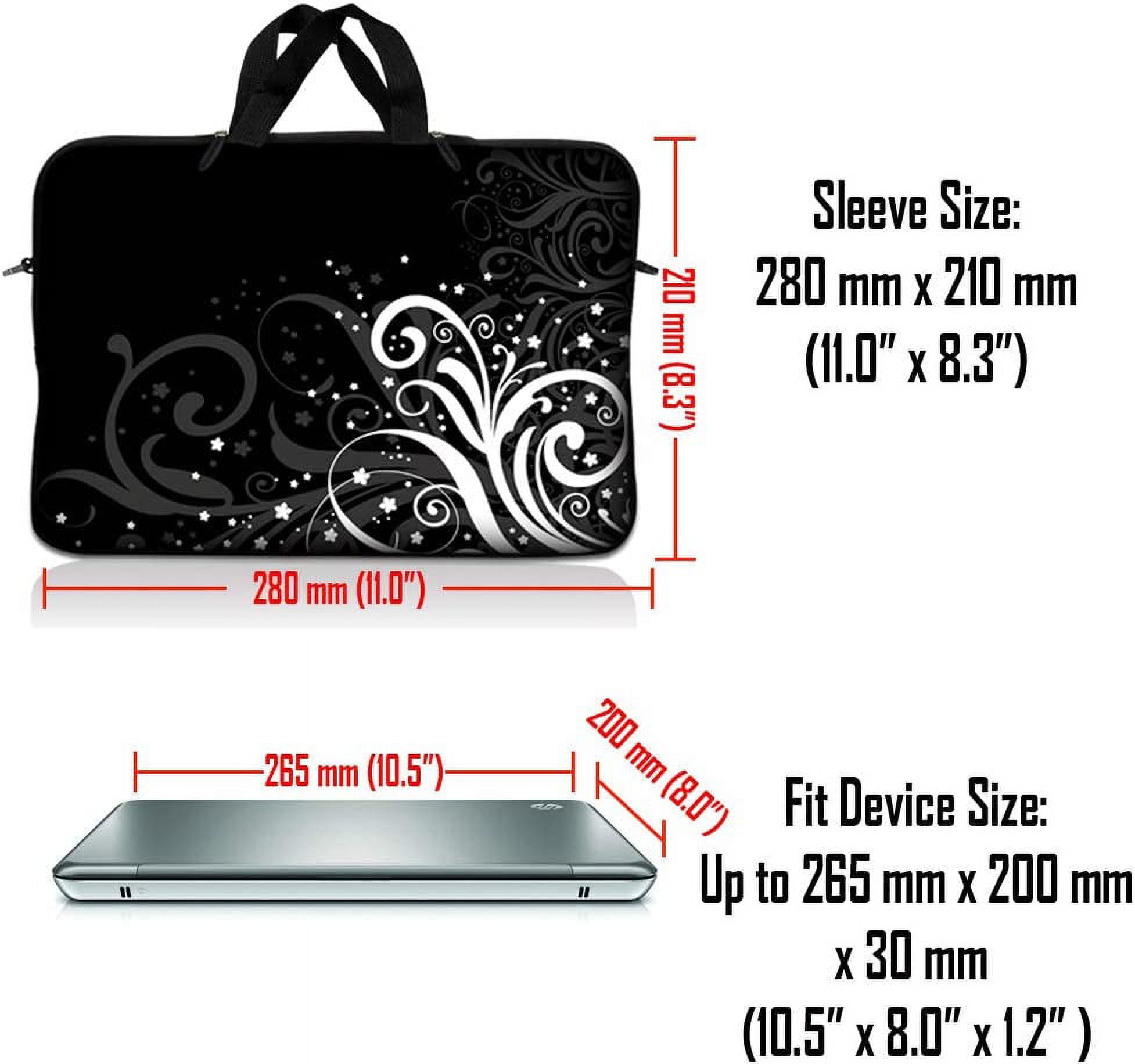 LSS 10.2 inch Laptop Sleeve Bag Carrying Case with Handle for 8" 8.9" 9" 10" 10.2" Apple MacBook, Acer, Dell, Hp, Sony, Black and White Floral