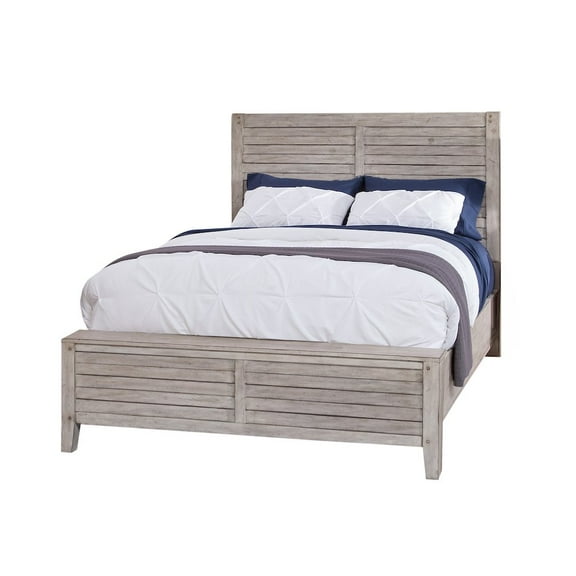 American Woodcrafters Aurora White-washed Wood King Double Panel Bed