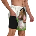 thumbnail image 2 of Balery Brown Bunny Bañador para hombre, shorts de playa de secado rápido con entrepierna y forro de compresión-Large, 2 of 6