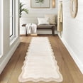 thumbnail image 4 of 2x6 Washable Runner Rugs for Hallway Non Slip Kitchen Runner Rug with Rubber Backing, Modern Low Pile Scalloped Stain Resistant & Non-Shedding Rug Soft Indoor Carpet, Beige, 4 of 8