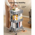 thumbnail image 3 of Utility Cart Pipishell de malla de 3 niveles con asa y ruedas bloqueables, 3 of 7