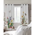thumbnail image 2 of Spring Easter Blackout Curtains for Bedroom 45 Inch Length 2 Panels Set, Country Bunny Chick Floral Butterflies Watercolor Thermal Energy Saving Window Treatment Curtains Blackout Drapes 52"x45", 2 of 8