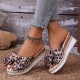 thumbnail image 3 of Dakaela Womens Espadrilles Wedge Sandals Leopard Platform Slip on Slides Bowknot Open Toe Summer Mules Casual Beach Walking Slippers Shoes Size 6-10 Black, 3 of 9