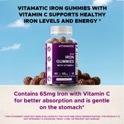 Vitamatic Iron 65 mg Gummies Supplement for Women & Men - 60 Vegan Gummies - Great Tasting Iron Gummy Vitamins with Vitamin C (1)