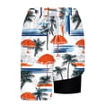thumbnail image 5 of Mens Swim Trunks with Compression Liner Elastic Waist Surfing Beach Shorts Hawaii Sports Pants, 5 of 5