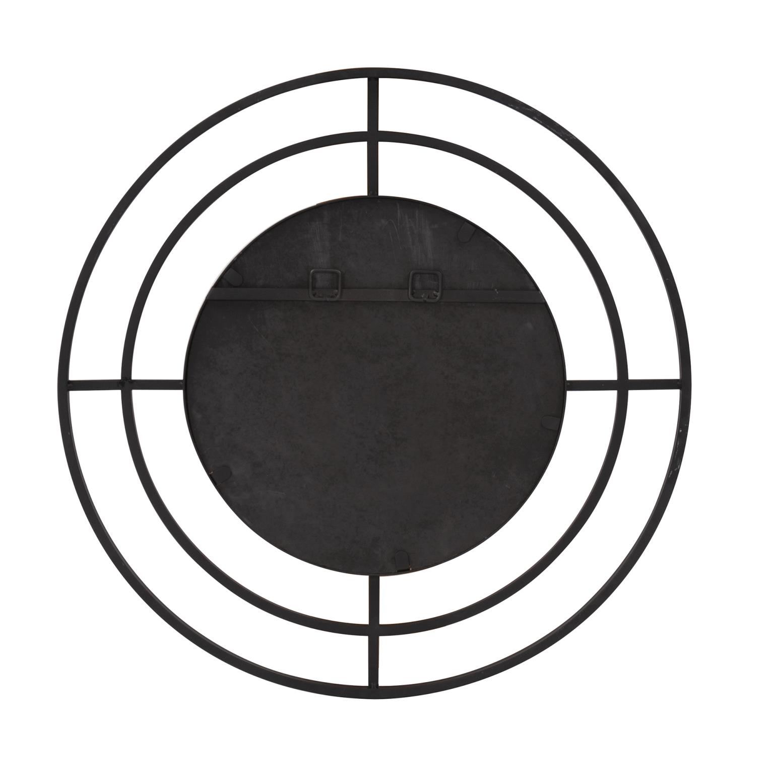 Tyler Dillon Round Matte Black Wall Mirror with Geometric Iron Frame