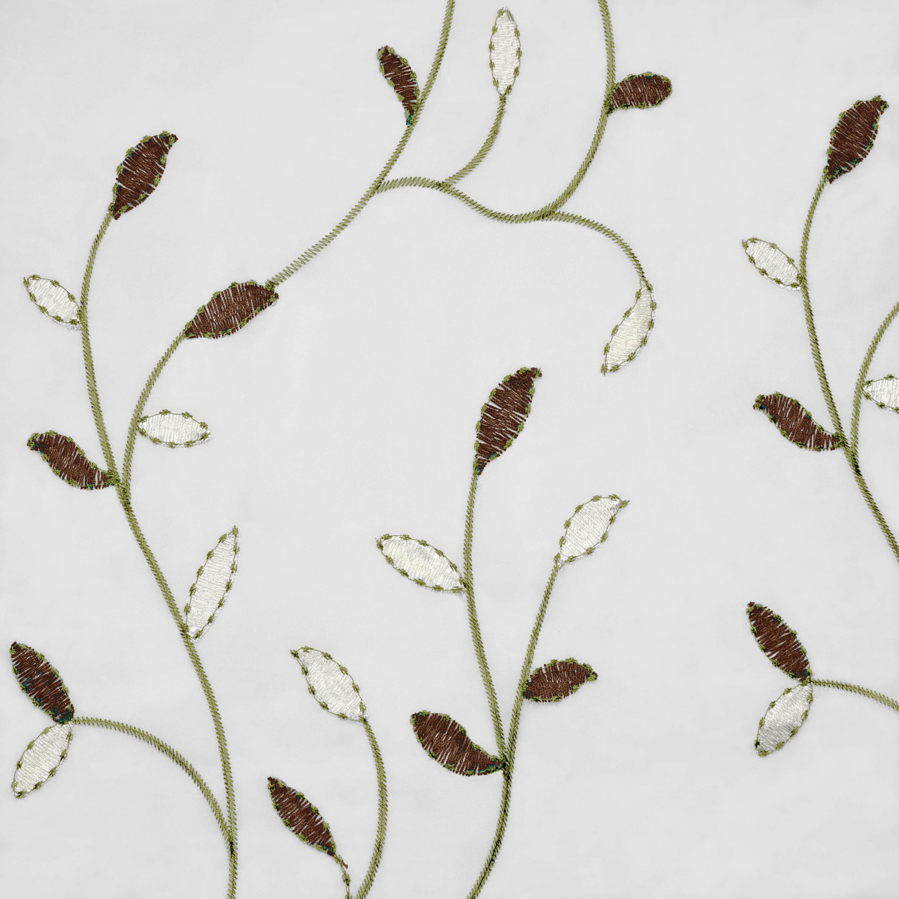 Grommet Curtain Panel, Embroidered Sheer Extra-Wide, Brown 54" x 63"
