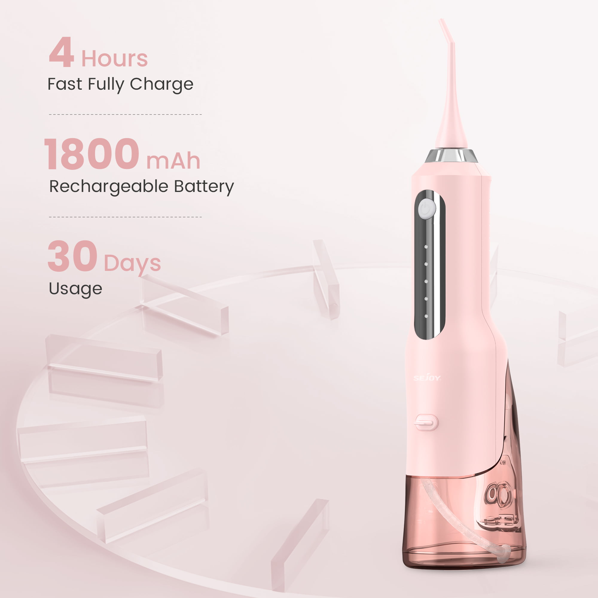 Sejoy Cordless Water Flosser Dental Teeth Cleaner, Professional ML Tank  USB Rechargeable Dental Oral Irrigator for Home and Travel, 5 Modes 5 Jet