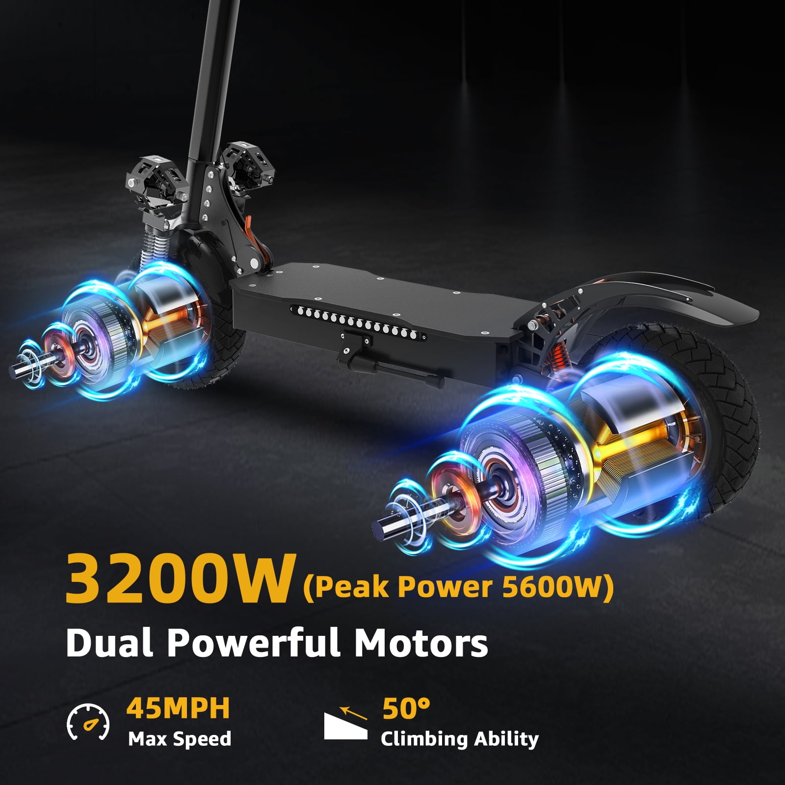 AJOOSOS X700 Electric Scooter for Adults, 3200W Dual Motors, 45 mph Max Speed, 50 Miles Range, Fast Off-Road E-Scooter with Dual Suspension, Foldable, UL2272 Certified