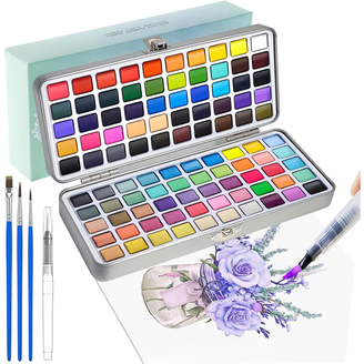 Nicpro 168 couleurs aquarelle set de contient Metallic Macaron Fluorescent, 8 pinceaux à peindre, 25 papiers aquarelle, palette, set de matériel d'artiste pour artistes, adultes, débutants Nicpro 168 couleurs aquarelle set de contient Metallic Macaron Fluorescent, 8 pinceaux à peindre, 25 papiers aquarelle, palette, set de matériel d'artiste pour artistes, adultes, débutants