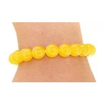 K-KED Natural 10mm Yellow Jade Topaz Gemstone Beads Elastic Bracelet Bangle 7.5''