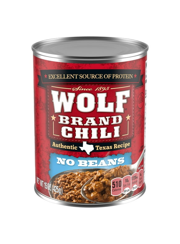 WOLF BRAND Chili No Beans, Chili Without Beans, 15 oz Can
