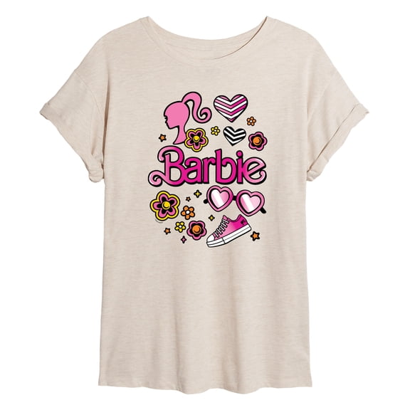 Barbie - Pink Icons - Juniors Oversized Graphic T-Shirt