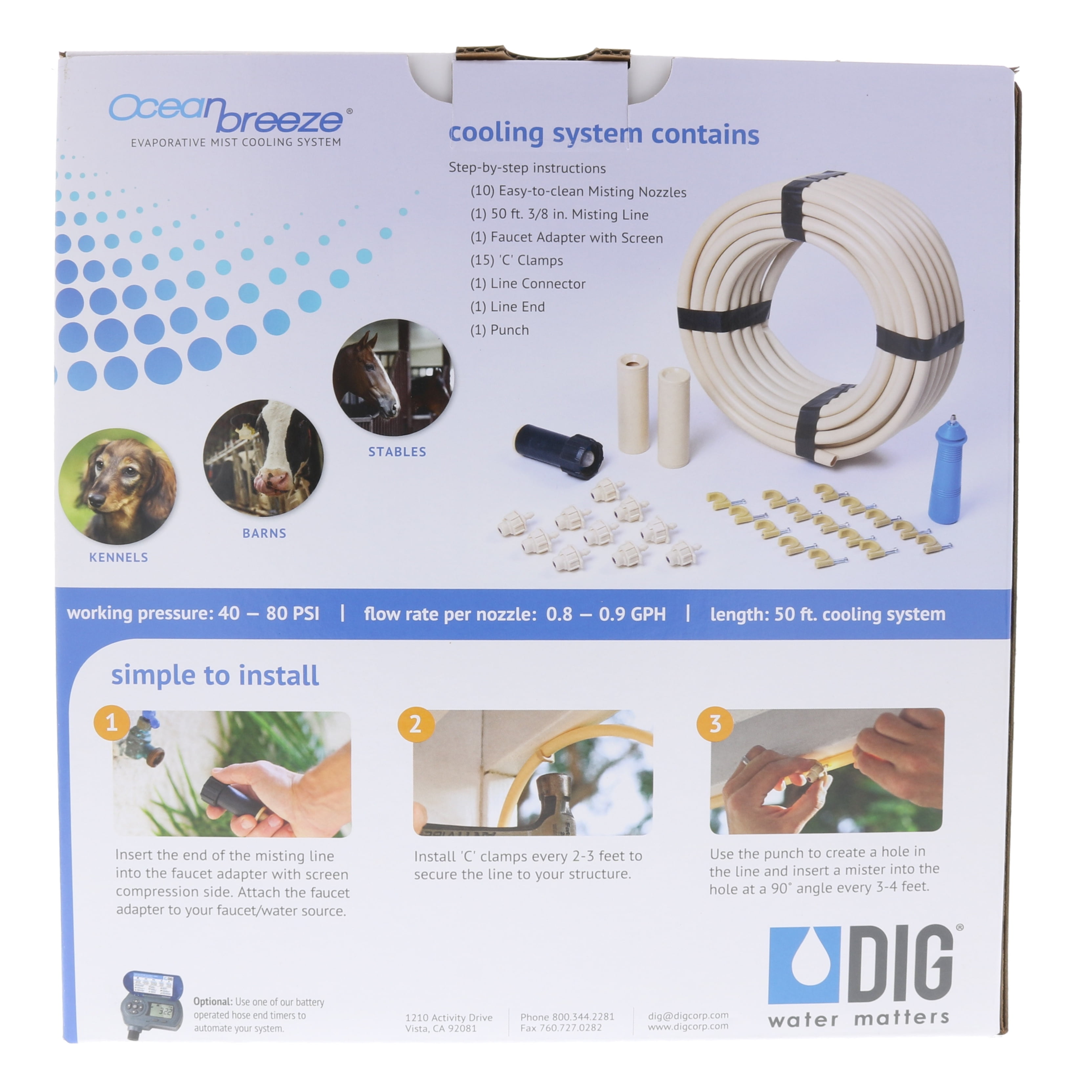 Dig 3/8" X 50' Ocean Breeze Misting Kit for Horses