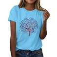 thumbnail image 5 of Sexlip Womens Swimsuit Set Dotted Tree Print Cover Up Design Crew Neck Short Sleeve Slim Silhouette Breathable Fabric for Casual Beach Days Blue L, 5 of 6