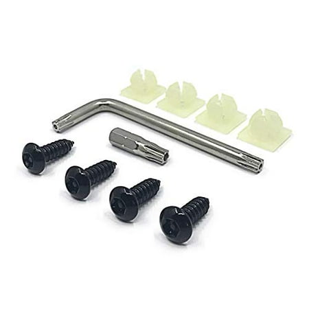 

License Plate Screws - Rustproof Fastener Kit with Theft-Proof Black Stainless Screws Nylon Inserts and Easy Installation Tools for Fastening License Plates (Black Stainless Steel)