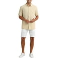 thumbnail image 2 of CAMISAS DE HOMBRE CORTAS INSPIRADORAS, CON BOTONES, PLAYERA DE PLAYA DE VERANO, CUELLO PUNTA XL CAQUI, 2 of 5