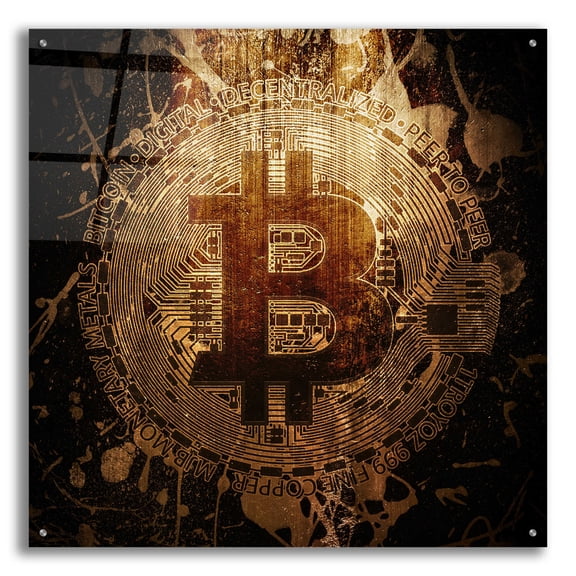 Epic Art 'Bitcoin Zinc' by Cameron Gray Acrylic Glass Wall Art, 36"x36"