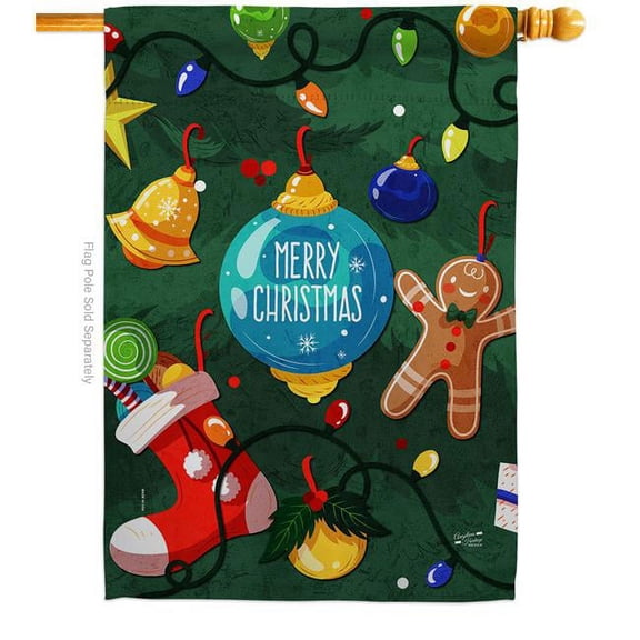 Angeleno Heritage H137308-BO 28 x 40 in. Lightful Christmas Ornament House Flag with Winter Double-Sided Decorative Vertical Flags Decoration Banner Garden Yard Gift