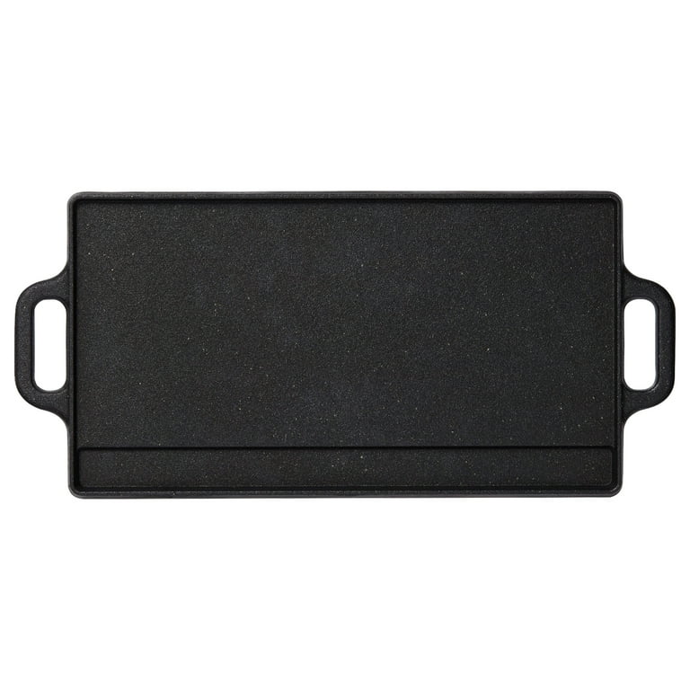 The Rock by Starfrit Traditional Cast Iron Reversible Grill/Griddle Black