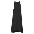 thumbnail image 5 of IUZSOKIL Womens Summer Boho Halter Maxi Dresses 2024 Casual Built in Bra Dress Sleeveless Pleated Tiered Flowy Beach Vacation Long Dress Black XL, 5 of 7