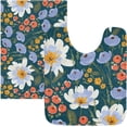 thumbnail image 3 of Coolnut Multicoloured Flowers High Absorbent U-Shaped Contour Toilet Rugs Machine Washable,24"x20", 3 of 7