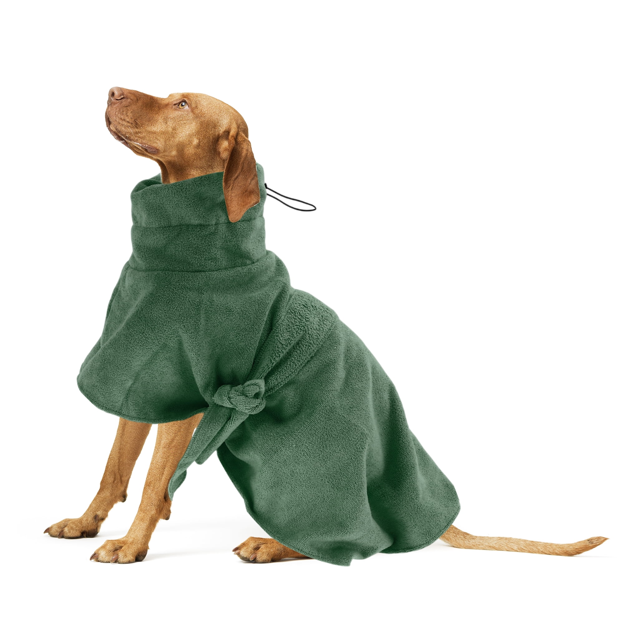 Unique Bargains Dog Bathrobe Adjustable Soft Towel for Cats and Dogs L Green