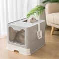 Foldable Cat Litter Box w/ Scoop & Drawer Tray Large Space Cat Litter